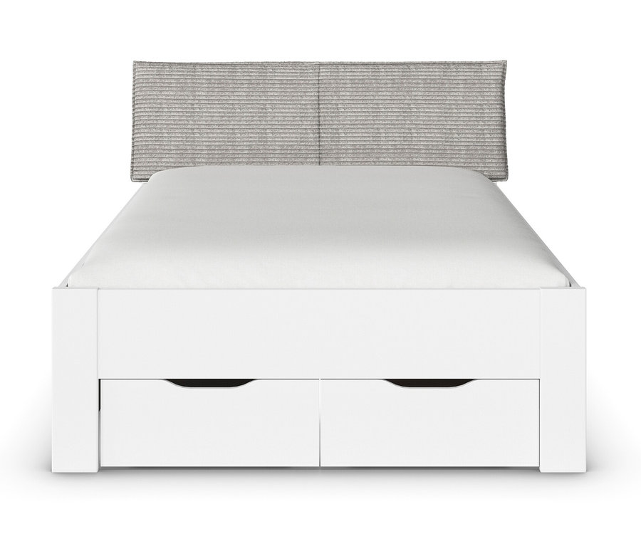 Weißes Bett »Aditio Beds«, 140 cm mit Polsterkopfteil.