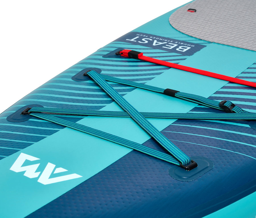 Detailansicht des Aqua Marina SUP Boad »Beast« 10'6" mit rotem Gurtband.