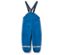 Blaue Latzhose mit reflektierenden Streifen an den Beinenden.