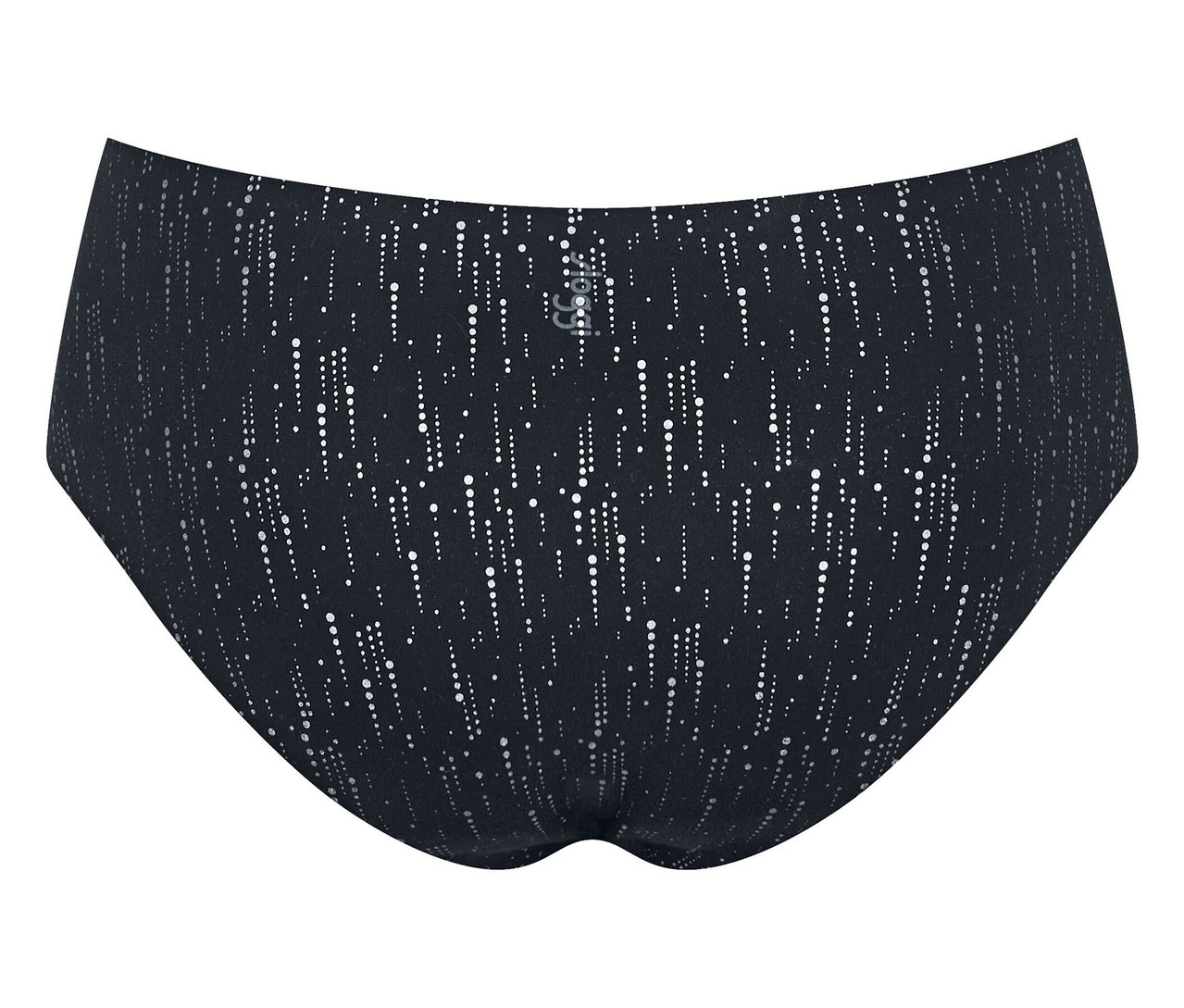 Schwarze Unterhose mit weißem Punktmuster.