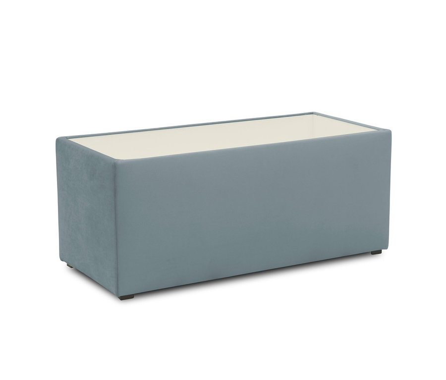 Hellblauer DOMO Hocker mit Staufach.