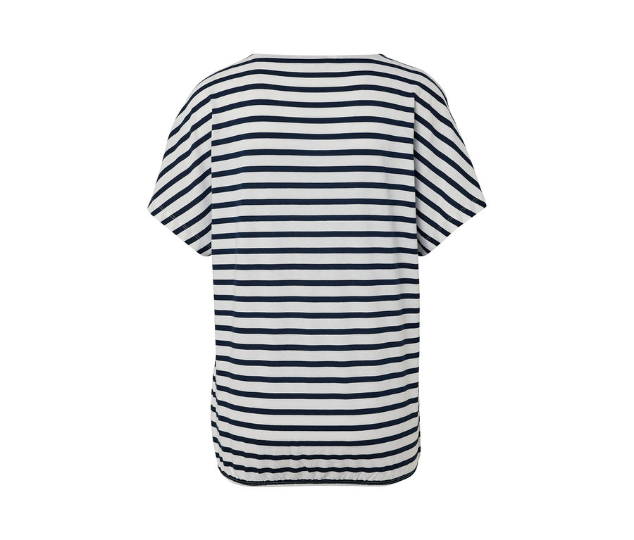 Rückansicht von überschnittenem Blusenshirt, Streifen.