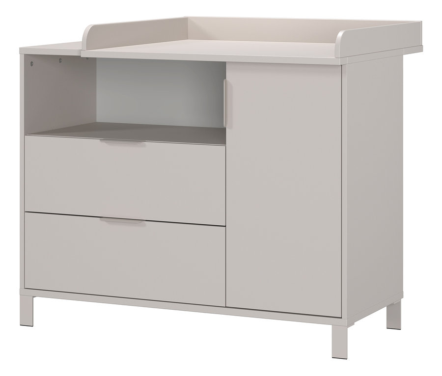 Breites, blassgraues Set »Alkmaar« mit Kommode und Wickelaufsatz.