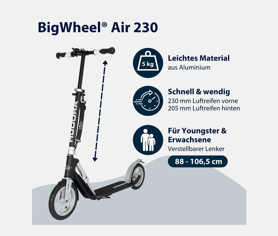 Schwarzer HUDORA-Scooter »BigWheel®« Air 230.
