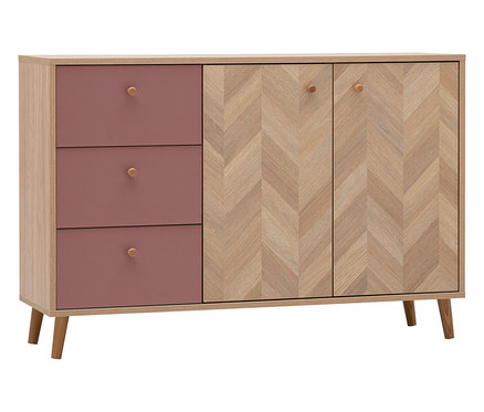 Sideboard »Visby«, Eichen-Fischgräten-Dekor, mauve