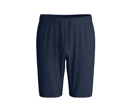 Dunkelblaue Shorts mit elastischem Kordelzugbund und zwei Seitentaschen.