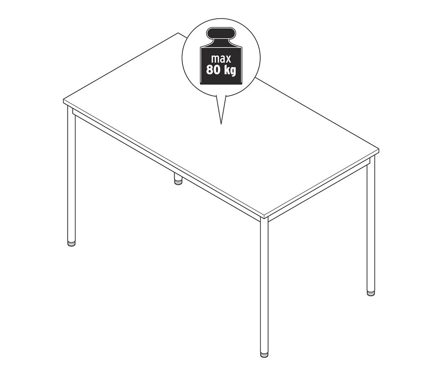 Zeichnung von einem Metalltisch »CN3«, ca. 140 x 80 cm.