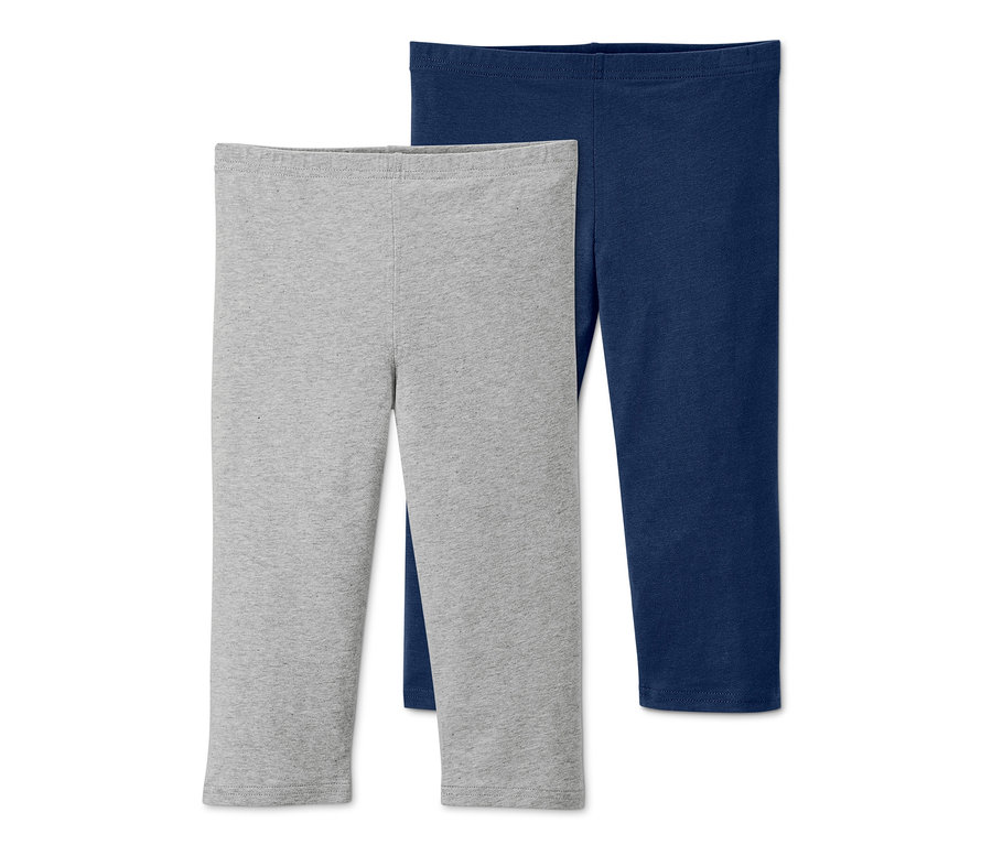 Zwei Leggings, eine grau, eine dunkelblau.