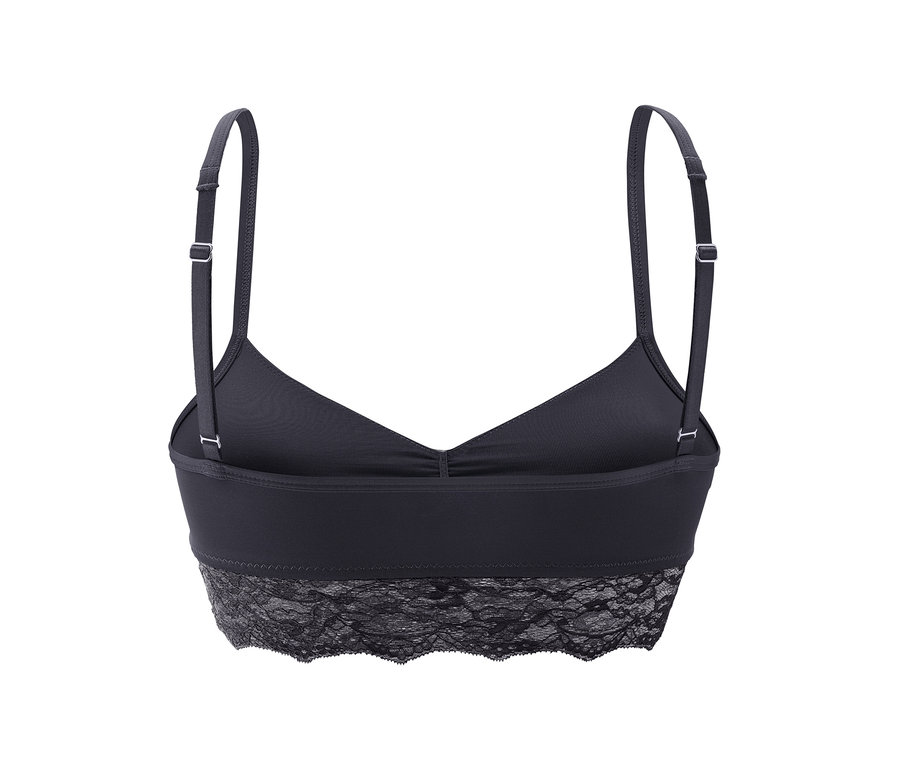 Schwarzes Bustier mit Spitze.