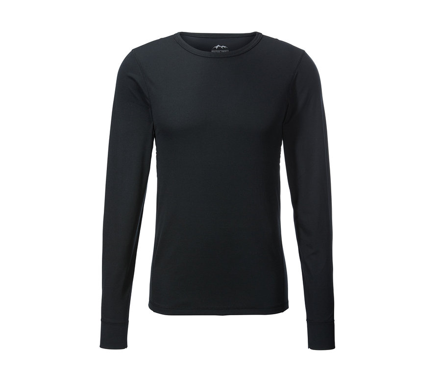 Schwarze Thermo-Funktionsunterwäsche mit langen Ärmeln.