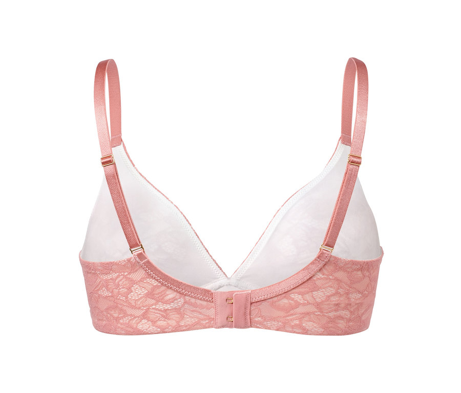 Detailaufnahme eines Premium-Komfort-Soft-BHs mit Spitzenmuster in Rosa.