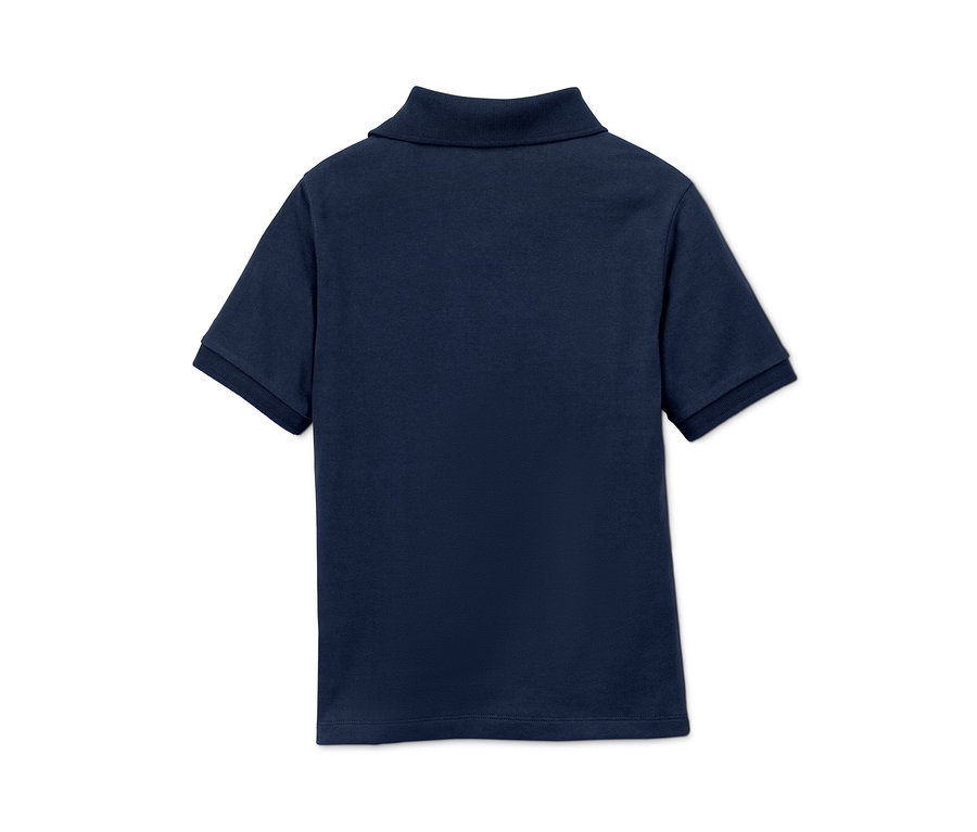 Detailansicht eines blauen Poloshirts (2 Stück).
