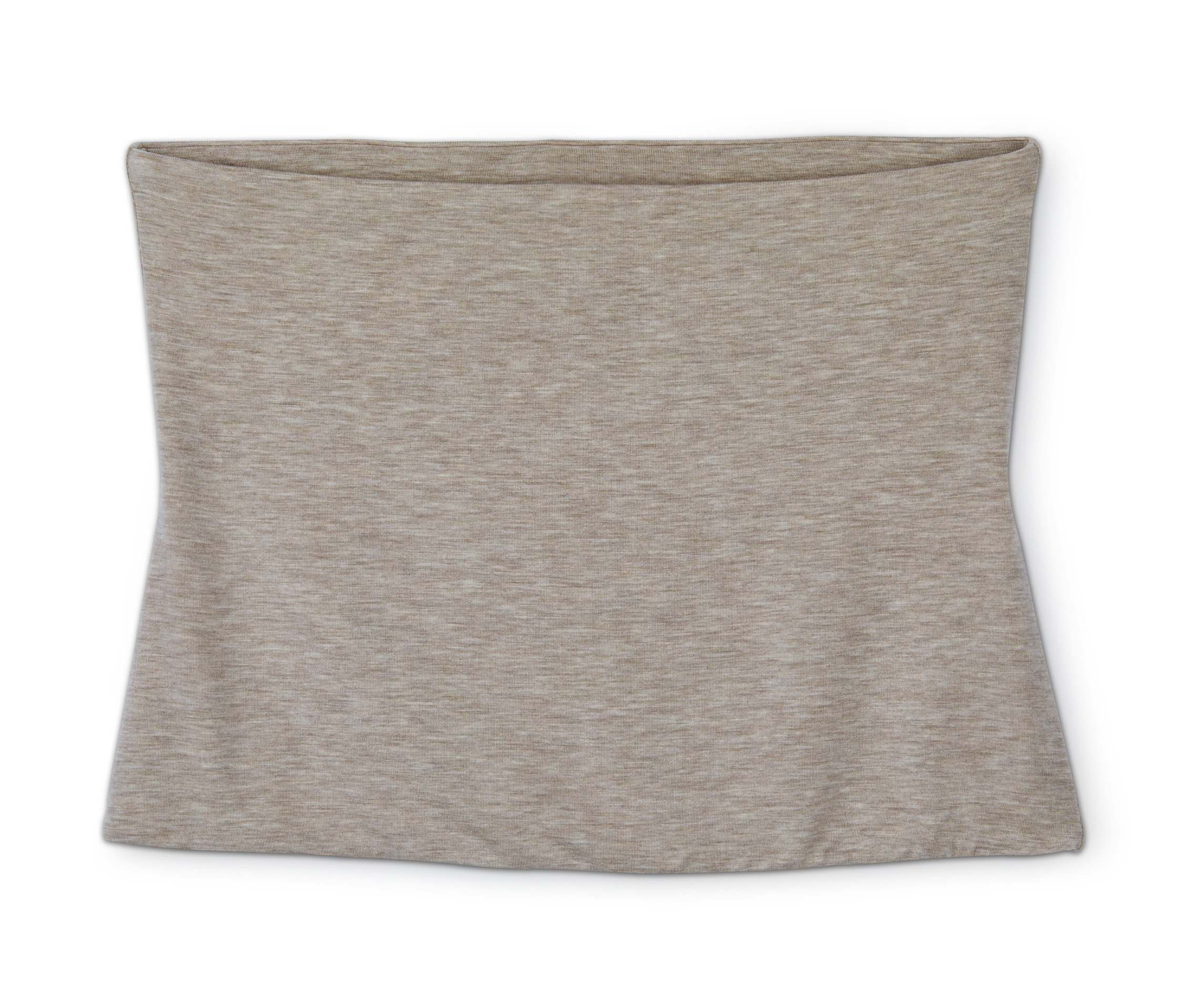 Ein beiger Nierenwärmer auf weißem Hintergrund.