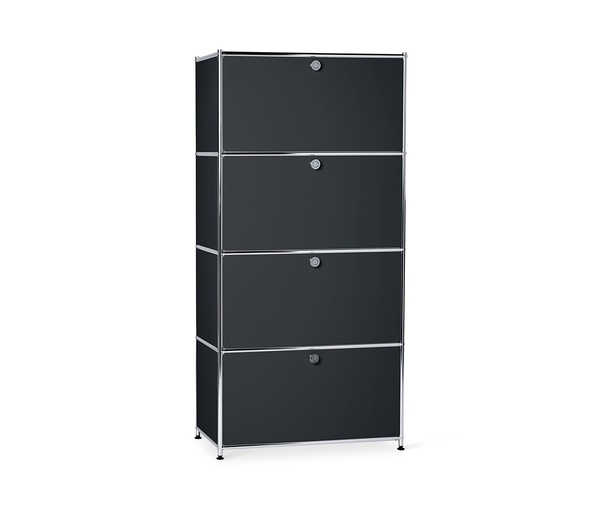 Tchibo - Highboard Metall »Cn3« mit 4 Klappenfächern - 77x40x158,5cm - schwarz -