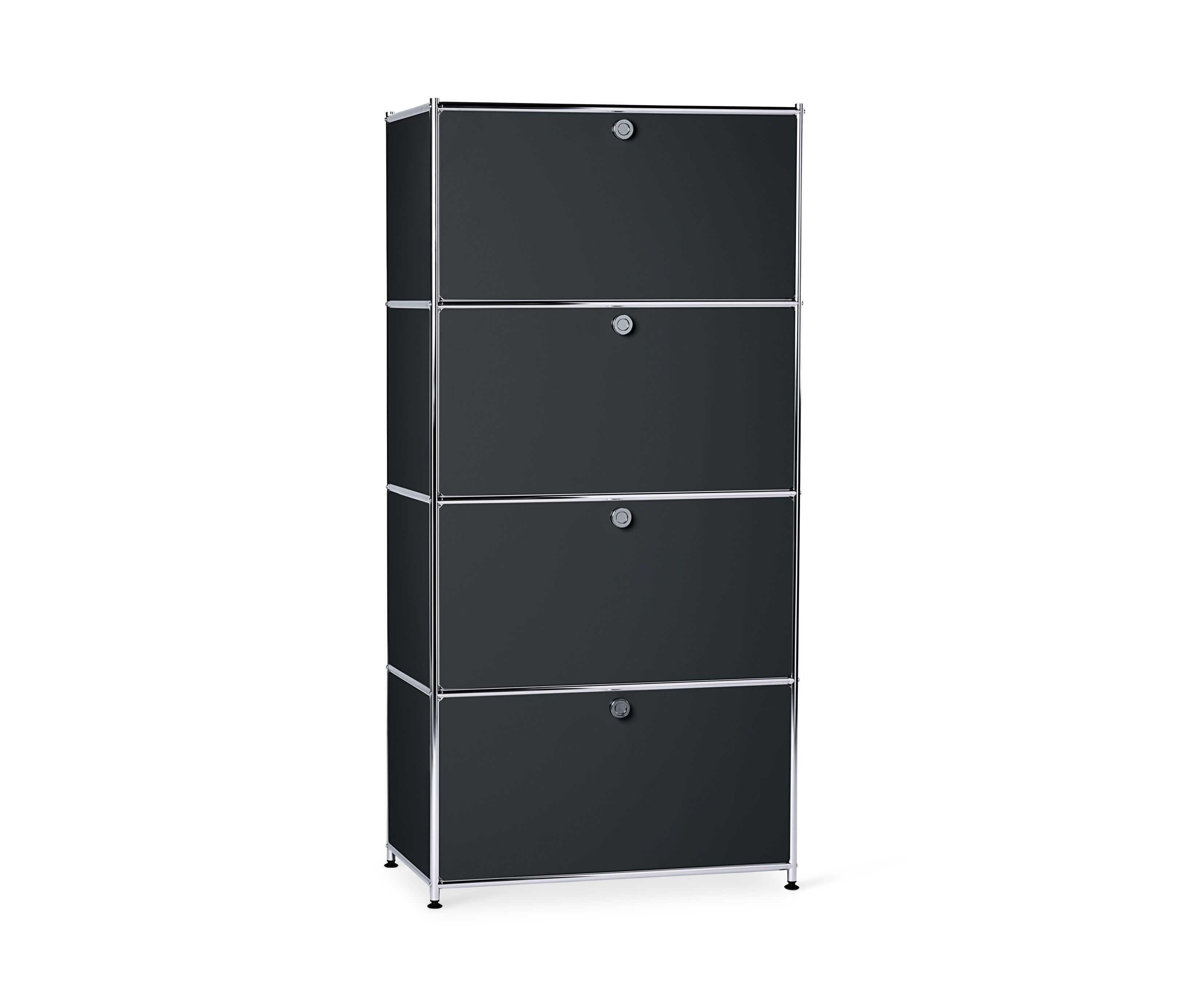 Tchibo - Highboard Metall »Cn3« mit 4 Klappenfächern - 77x40x158,5cm - schwarz - Stahl / Aluminium / Kunststoff