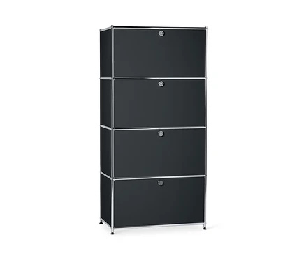 Schwarzes Highboard Metall »CN3« mit 4 Klappenfächern.