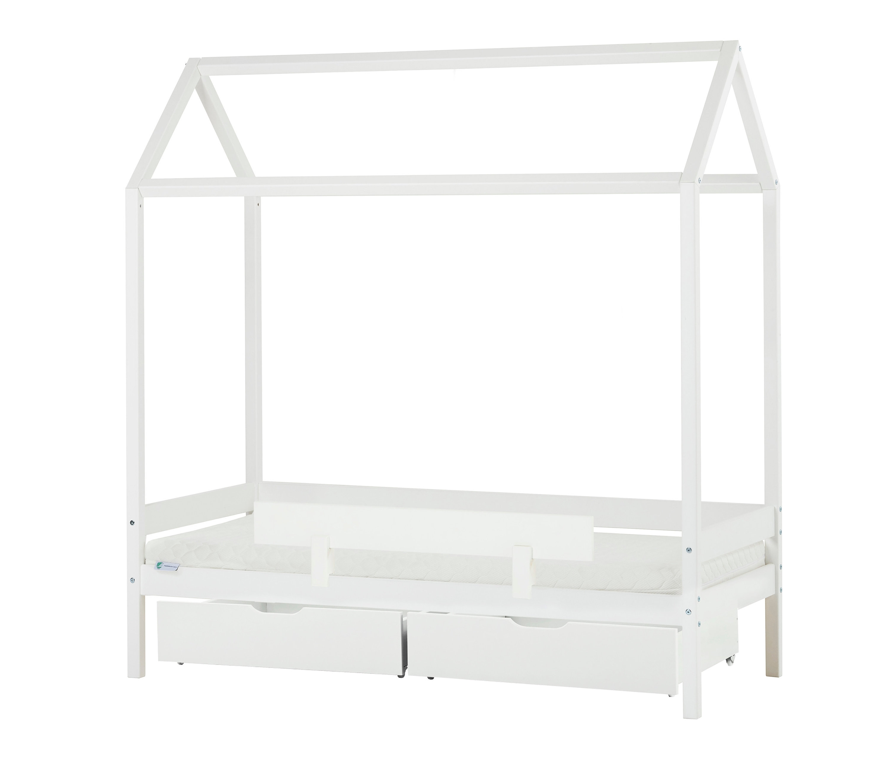 Weißes Kinderbett »IDA-MARIE« mit Schubladen und Rausfallschutz, ca. 70 x 160 cm.