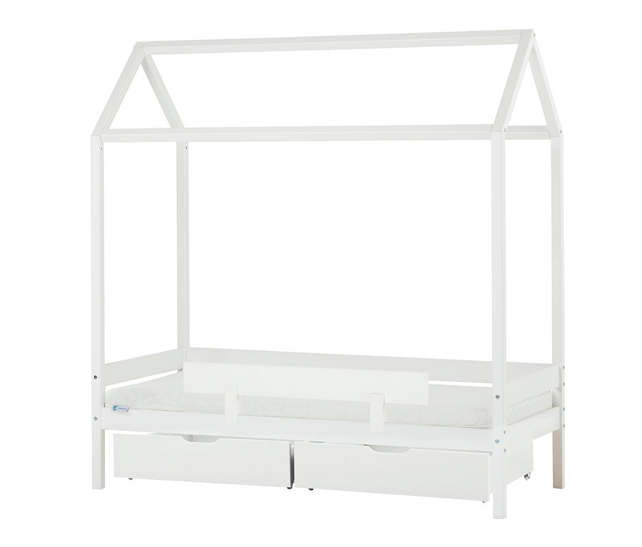 Weißes Kinderbett »IDA-MARIE« mit Schubladen und Rausfallschutz, ca. 70 x 160 cm.