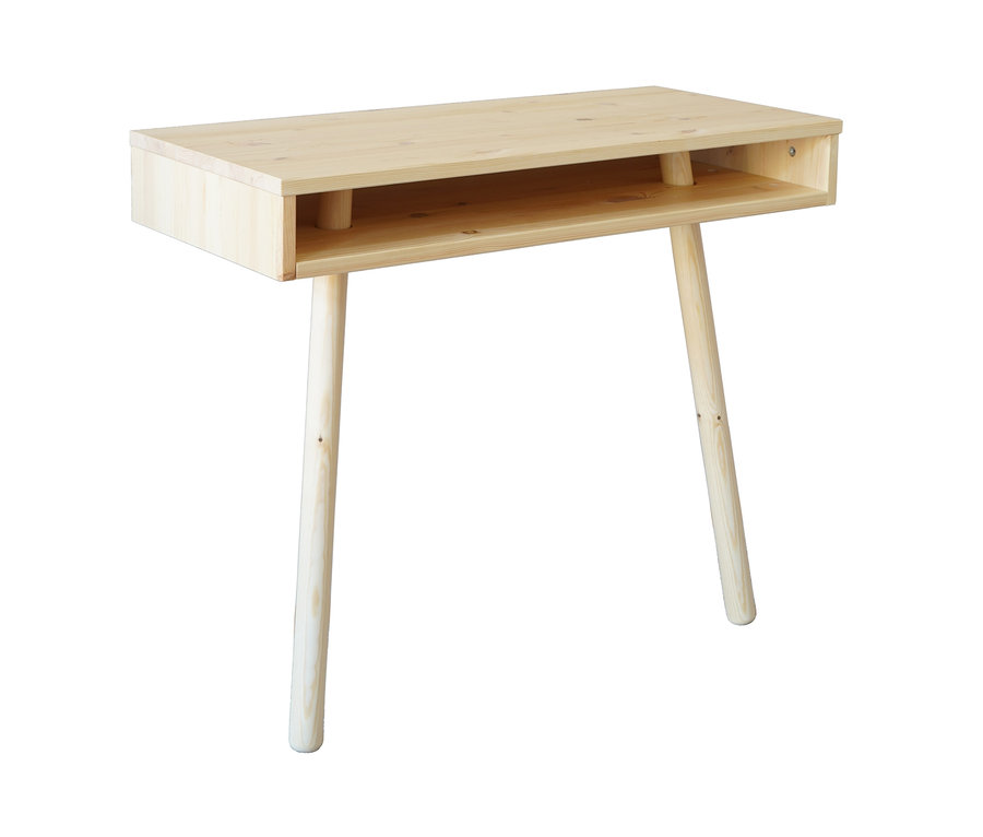 Ein hellbrauner Karup Design-Beistelltisch »CAPO« mit vier runden Beinen.
