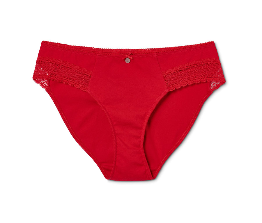 Roter Slip mit Spitze an den Seiten.