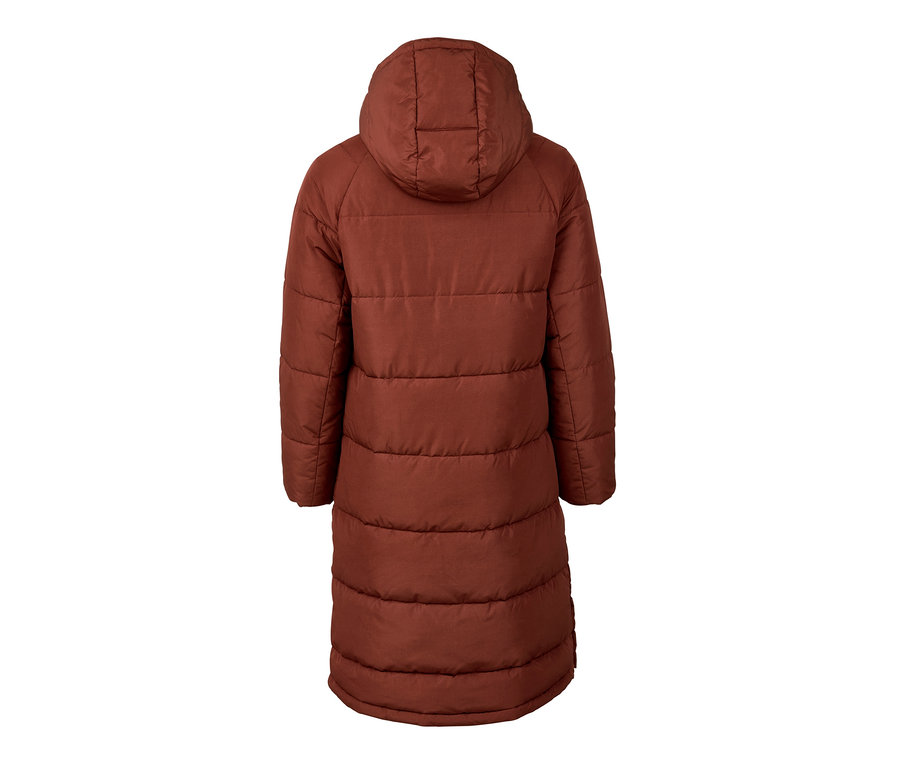 Rückansicht des Kapuzen-Steppmantels.