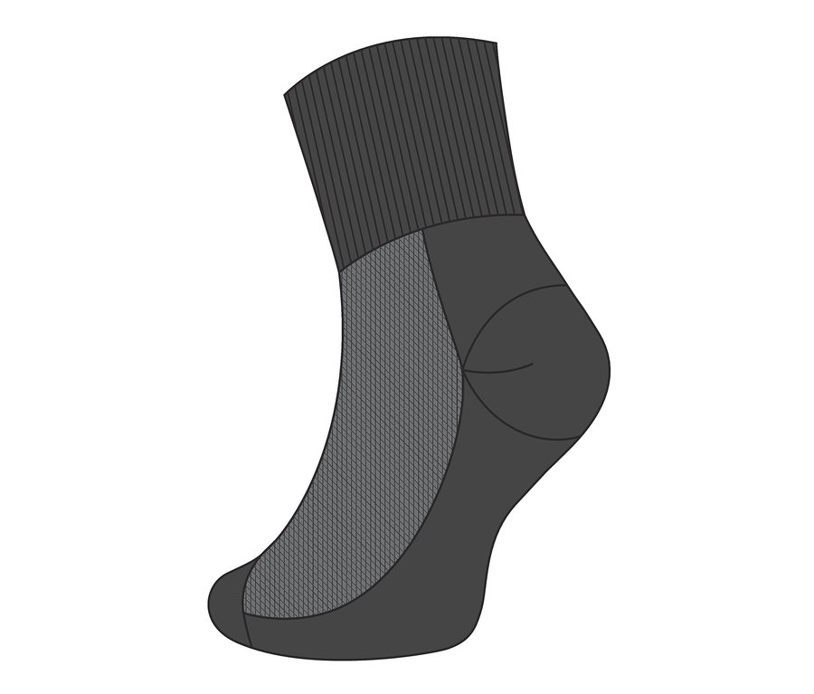 Nahaufnahme einer grauen 2 Paar Unisex-Funktionssocken.