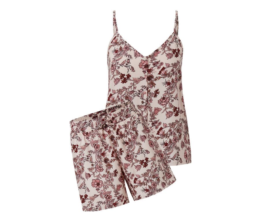 Shorty-Pyjama mit Blumenmuster.