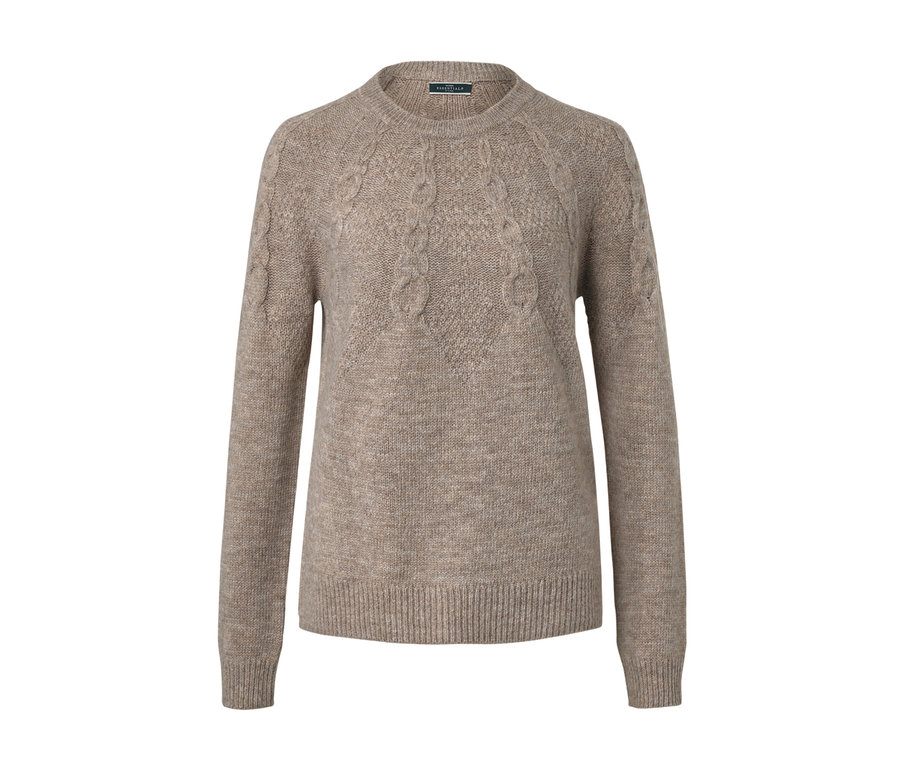 Grobstrick-Pullover mit Zopfmuster.