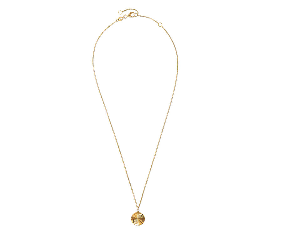 Goldene Kette aus 925er Silber mit Sonnenschliff-Anhänger.