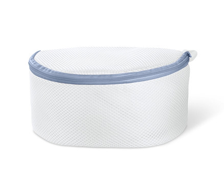 Ein weißes 2 BH-Wäschenetze mit Reißverschluss.