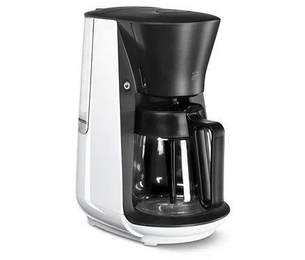 Weiße »Let's Brew« Filterkaffeemaschine.