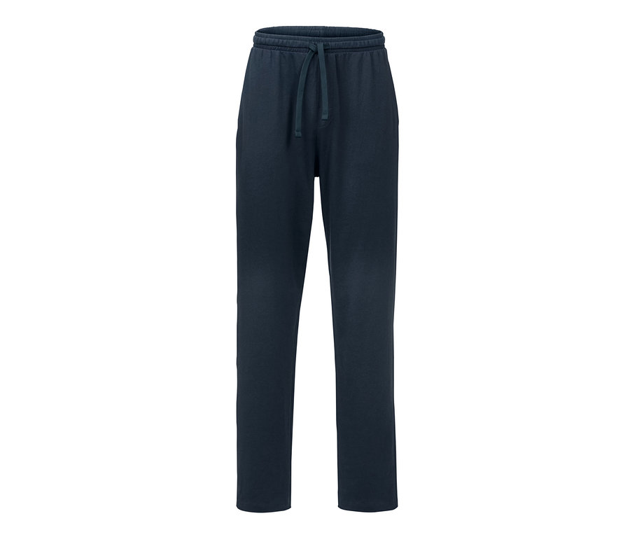 Marineblaue Jersey-Pyjamahose mit Kordelzug in der Taille.
