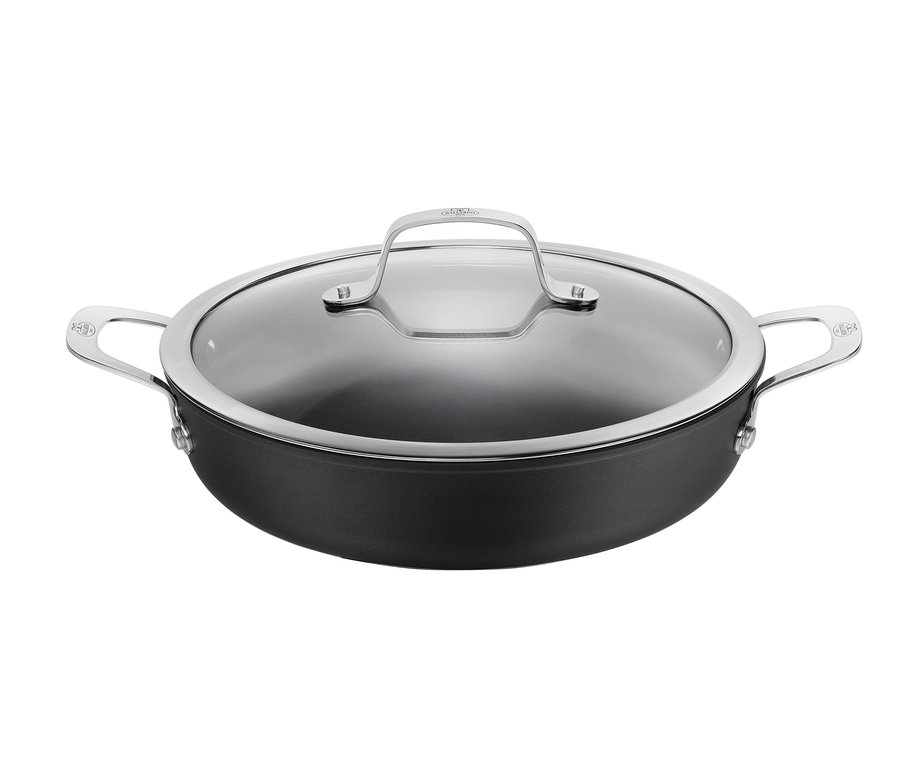 Detailansicht der Ballarini Alba Servierpfanne, 28 cm mit Deckel.