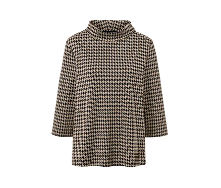 Sweatshirt mit 3/4-Arm, Hahnentritt.