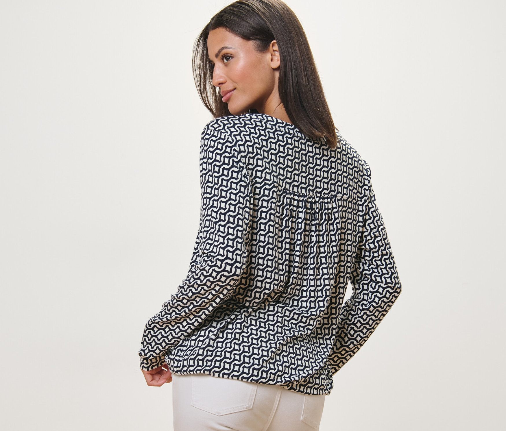 Thumbnail - Tchibo - Bedrucktes Blusenshirt - Damen - Gr. M - dunkelblau/print