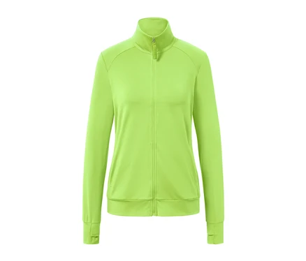 Limefarbene Funktionsjacke mit Reißverschluss.