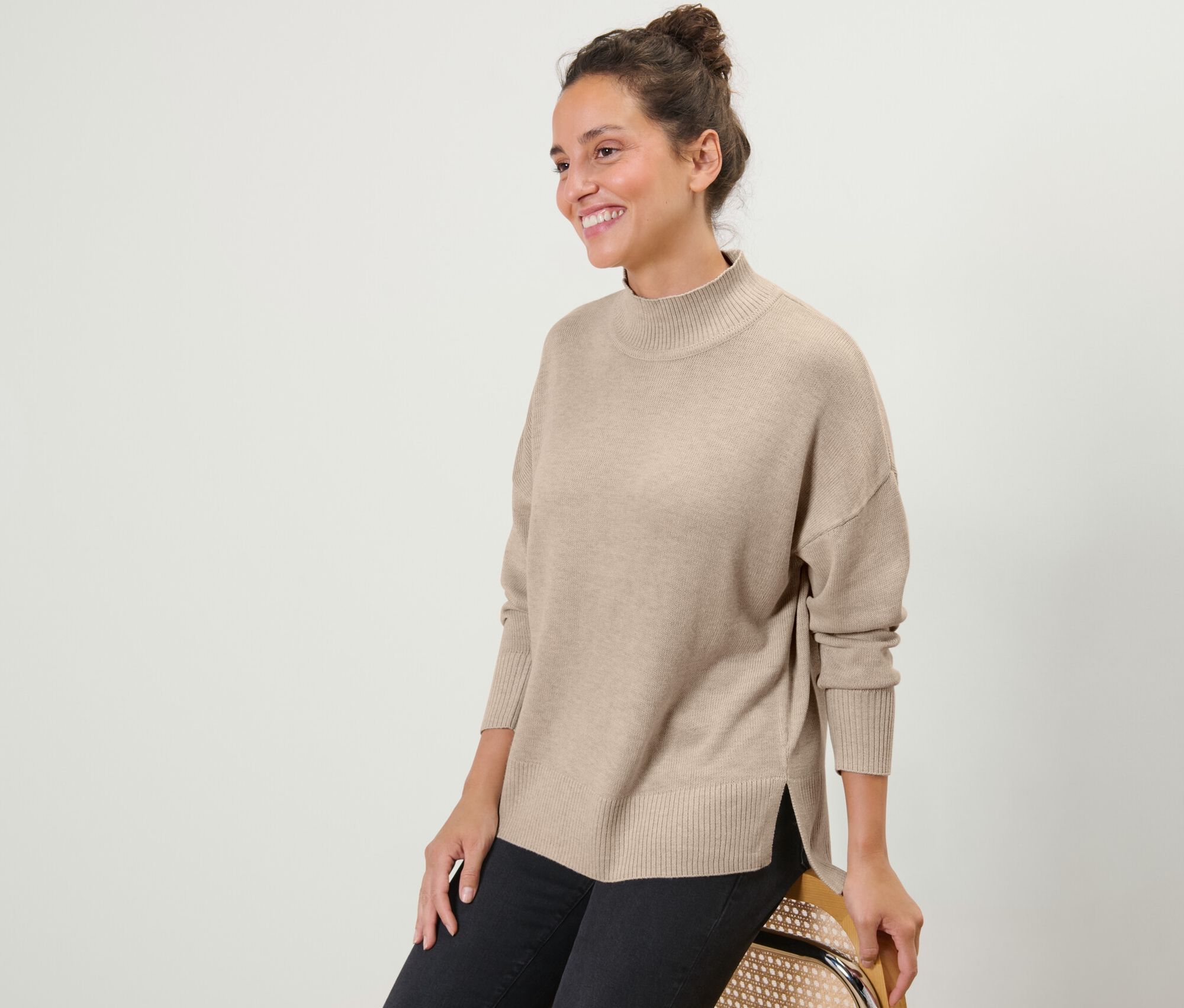 Thumbnail - Tchibo - Feinstrickpullover mit Stehkragen - Damen - Gr. XL - beige
