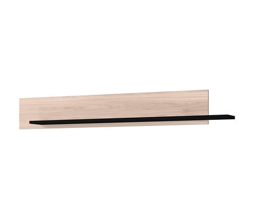 Wandboard »Cantoria« in Holzoptik mit schwarzem Regal.