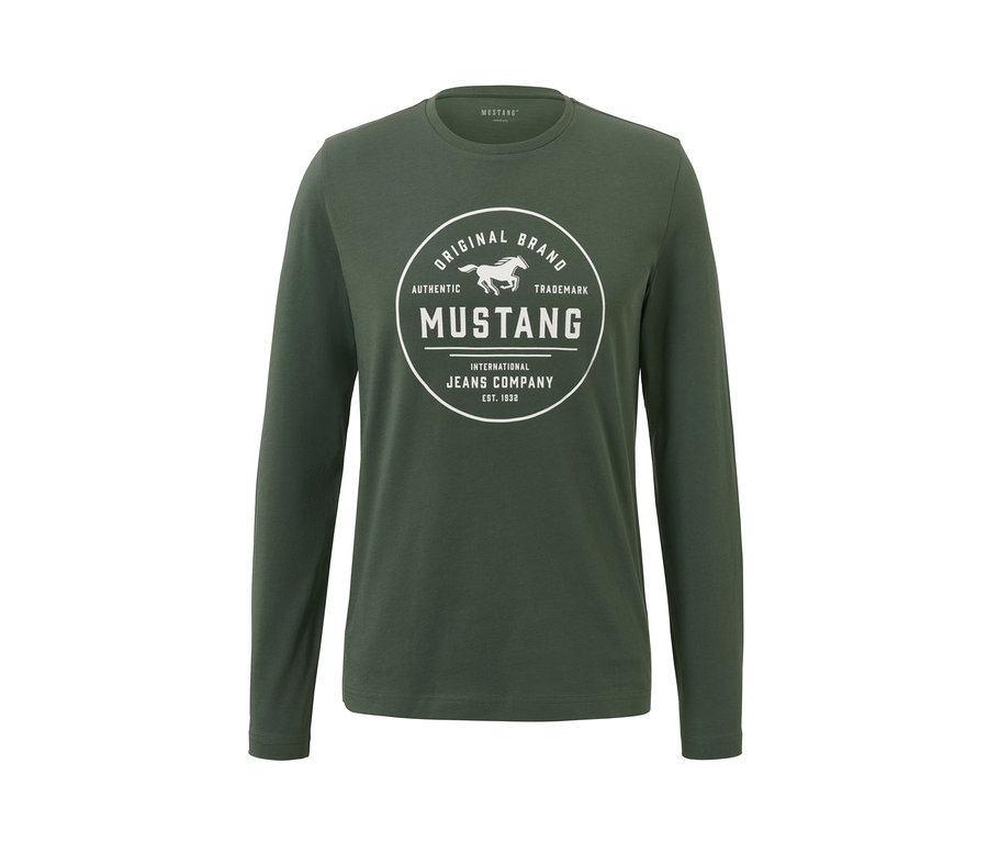 Grünes Longsleeve »Mustang« mit Logo auf der Brust.