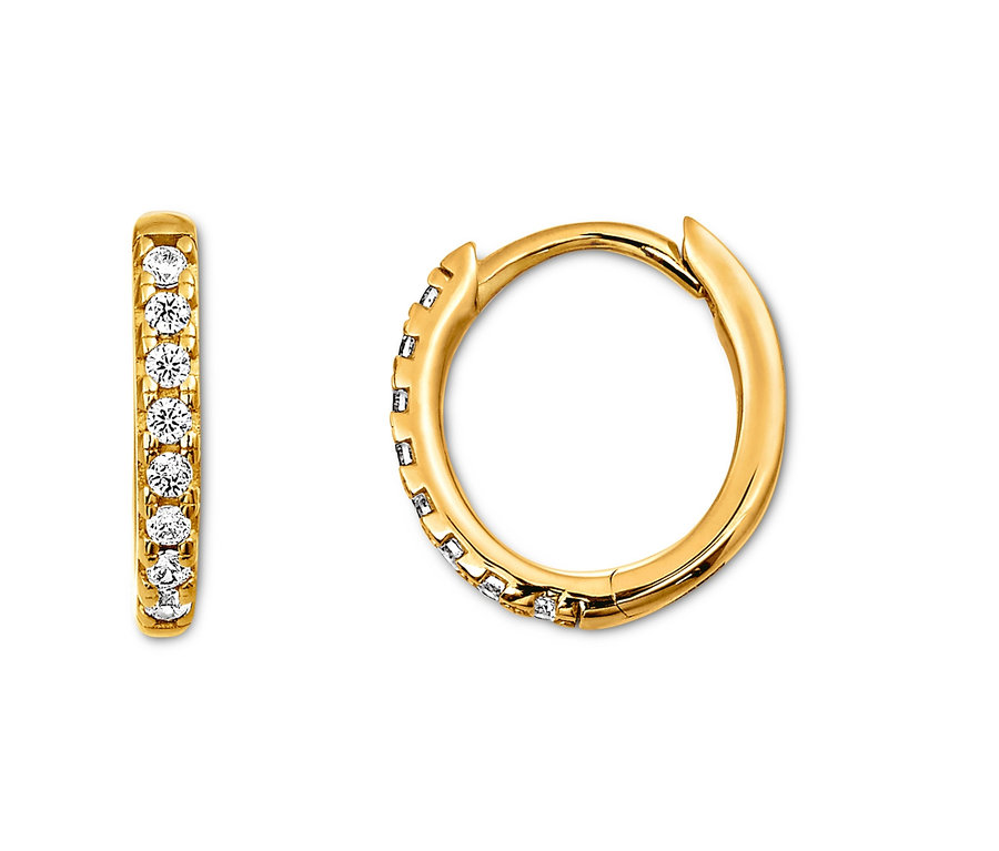 Zwei 585 Gold Creolen Zirkonia und eine 375 Gold Creolen Zirkonia.