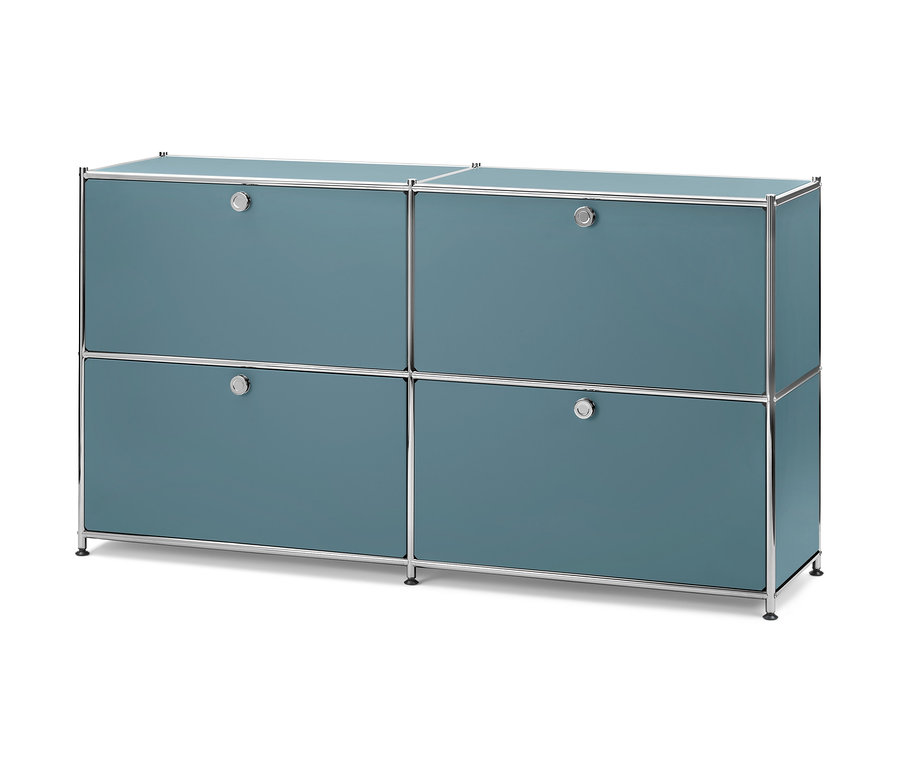 Frontansicht des Sideboards »CN3« mit 4 Klappfächern, basaltblau.