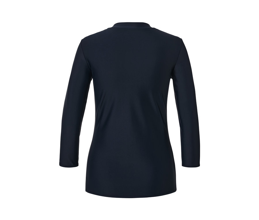 Dunkelblaues UV-Schutz-Sportshirt mit langen Ärmeln.