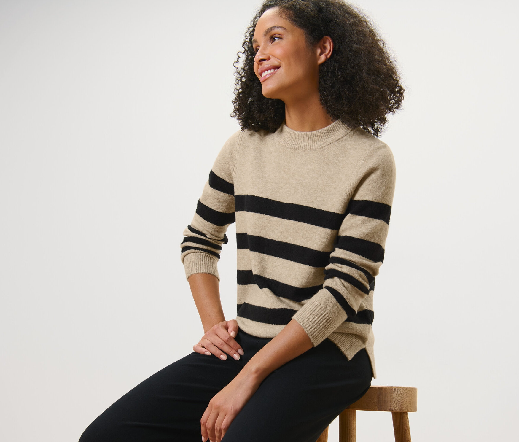 Thumbnail - Tchibo - Gestreifter Strickpullover - Damen - Gr. L - schwarz/gestreift