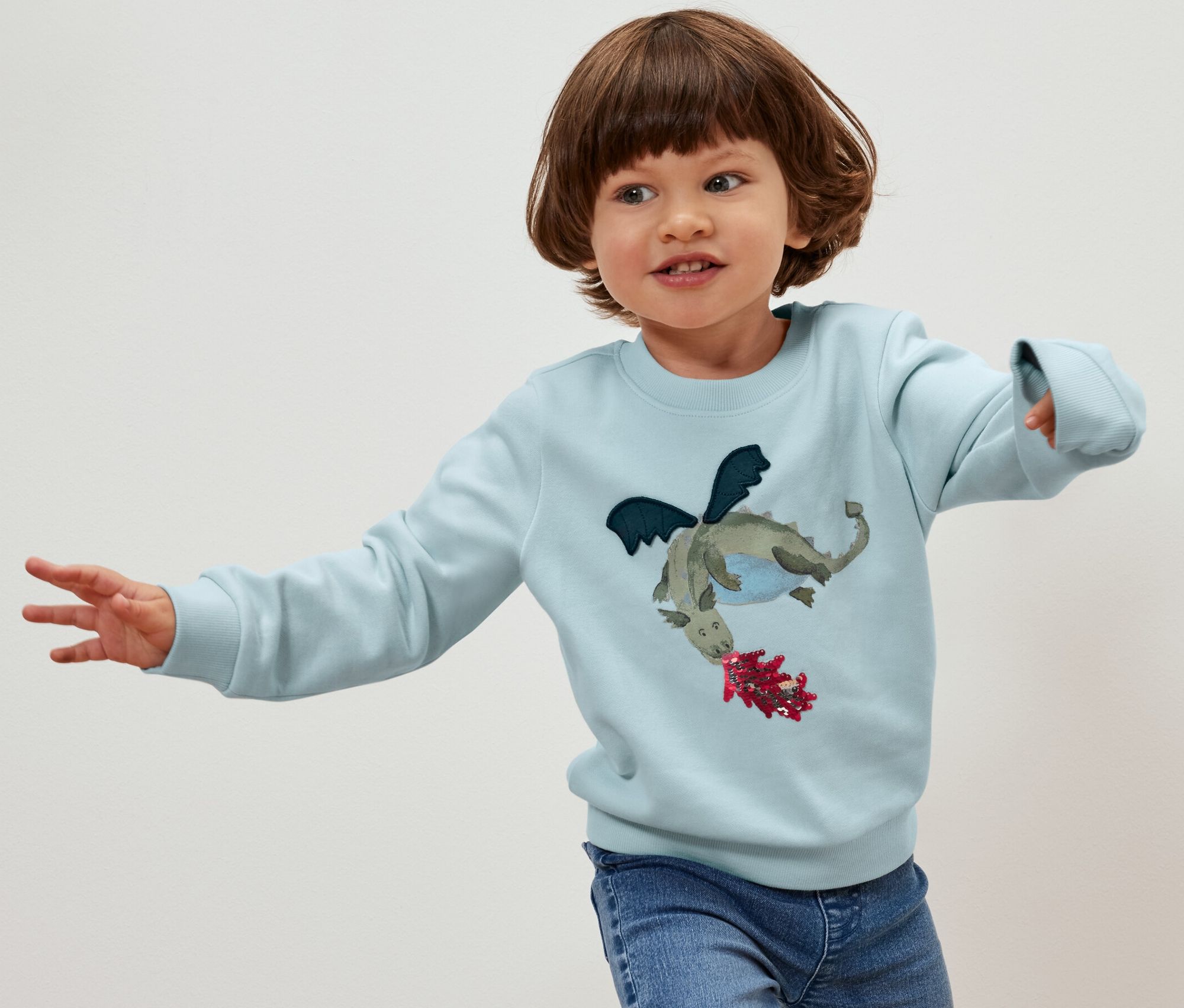 Thumbnail - Tchibo - Kinder-Sweatshirt mit angerauter Innenseite - Jungen - Gr. 110/116 - hellblau