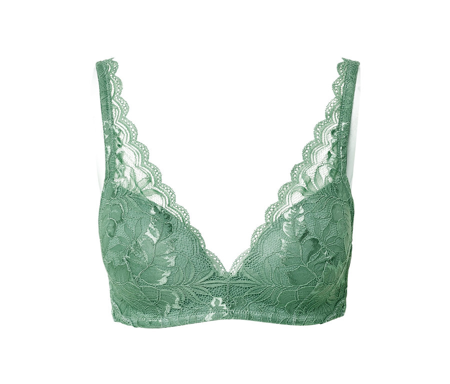 Grüner Softschalen-BH mit Spitze.