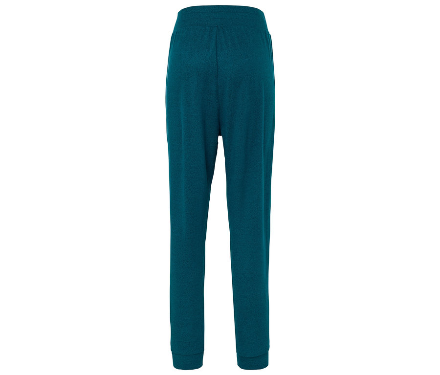 Rückansicht einer blaugrünen Trainingshose.