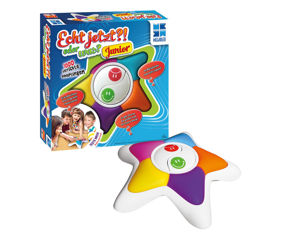Brettspiel »Echt jetzt?!« Junior mit sternförmigem Spielelement mit Knöpfen.
