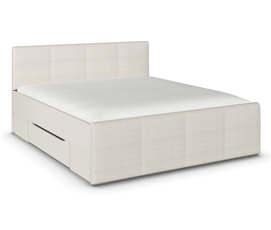 Beiges Bett »Holga« mit Stauraum.