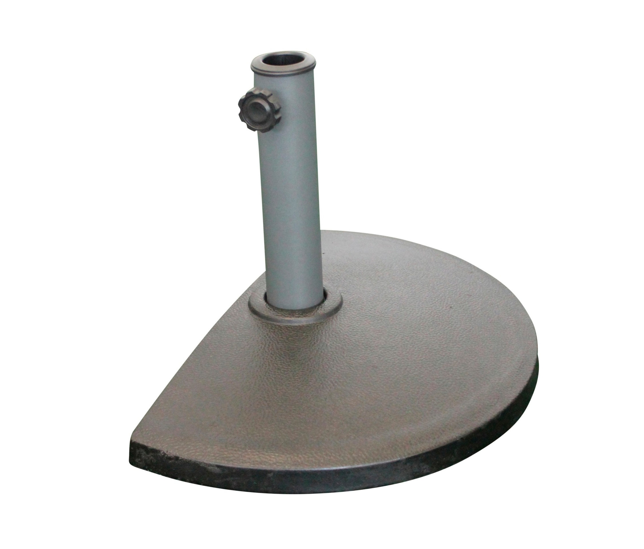 Ein grauer LECO-Balkon-Sonnenschirmständer.