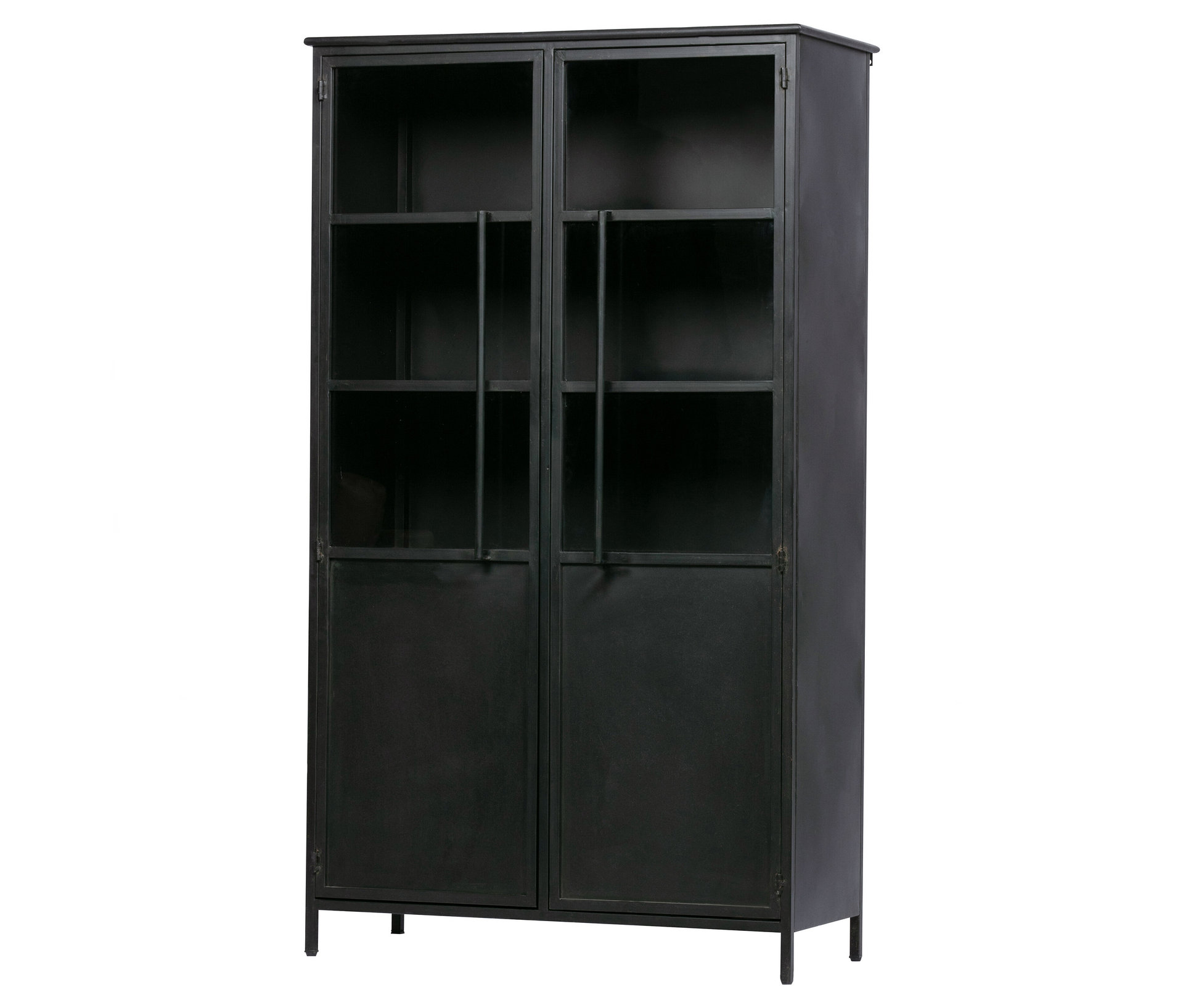 De Eekhoorn Vitrinenschrank Exhibit H – 170 cm Metall-Vitrine mit Glas, vintage schwarz